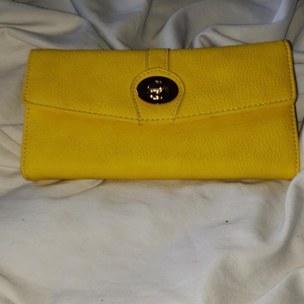 Women's leather yellow wallet